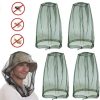 4 pcs Mosquito Net for Hat, Dark Green, Waterproof Adjustable Ultra-fine with Storage Bag, for Fishing Hiking Camping Garden