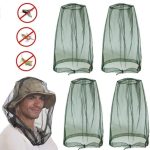 4 pcs Mosquito Net for Hat, Dark Green, Waterproof Adjustable Ultra-fine with Storage Bag, for Fishing Hiking Camping Garden