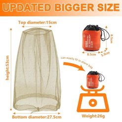 Alternative view of 4 pcs Mosquito Net for Hat, Waterproof Adjustable Ultra-fine with Storage Bag, for Fishing Hiking Camping, Beige