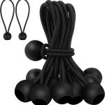 30 elastic cords, 10 cm long - with ball joints - black - sturdy rubber tensioners - for securing tarpaulins, camping tents, luggage cables, and awnings.