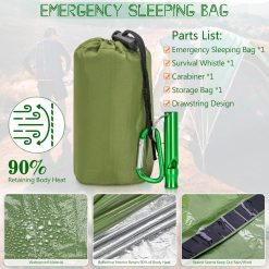 Emergency Sleeping Bag - 2 Pieces - Emergency Blanket - Waterproof Survival Blanket - 210*90cm - PE - Rescue Blanket - Insulation Blanket - Survival Sleeping Bag - Emergency Sleeping Bag - Emergency Tent - Emergency Tent - Outdoors/Walking/Camping/Hiking 6 V1188 MS101 01105 1 202603231831 02