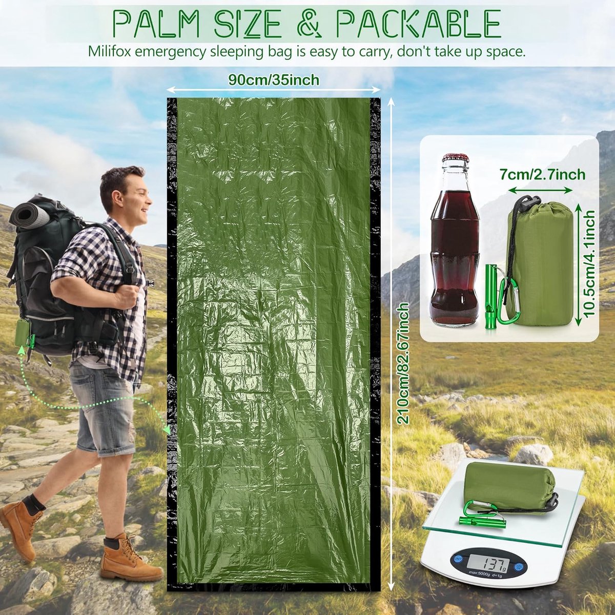 Emergency Sleeping Bag - 2 Pieces - Emergency Blanket - Waterproof Survival Blanket - 210*90cm - PE - Rescue Blanket - Insulation Blanket - Survival Sleeping Bag - Emergency Sleeping Bag - Emergency Tent - Emergency Tent - Outdoors/Walking/Camping/Hiking 4 Emergency Sleeping Bag - 2 Pieces - Emergency Blanket - Waterproof Survival Blanket - 210*90cm - PE - Rescue Blanket - Insulation Blanket - Survival Sleeping Bag - Emergency Sleeping Bag - Emergency Tent - Emergency Tent - Outdoors/Walking/Camping/Hiking - Image 4