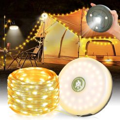 Camping Light String 10 Meters - Ambience Strip - IPX4 Waterproof - Retractable - Rechargeable - Warm White | Outdoor Lighting Garland - Camp Lamp - Camping Lamp - Lights - Light String - Tent Lamp - Rechargeable Camping Lamp With USB C - Outdoor
