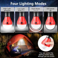 Alternative view of Camping Lamp - 4-Piece - Camping - Creative Adjustable LED Tent Lamp - Portable Camping Lamp - Camp Lamp - Tent Lighting - Lights - IPX4 Waterproof - Bright - Battery Operated Emergency - 4 Lighting Modes - for Outdoor / Fishing / Travel / Camping
