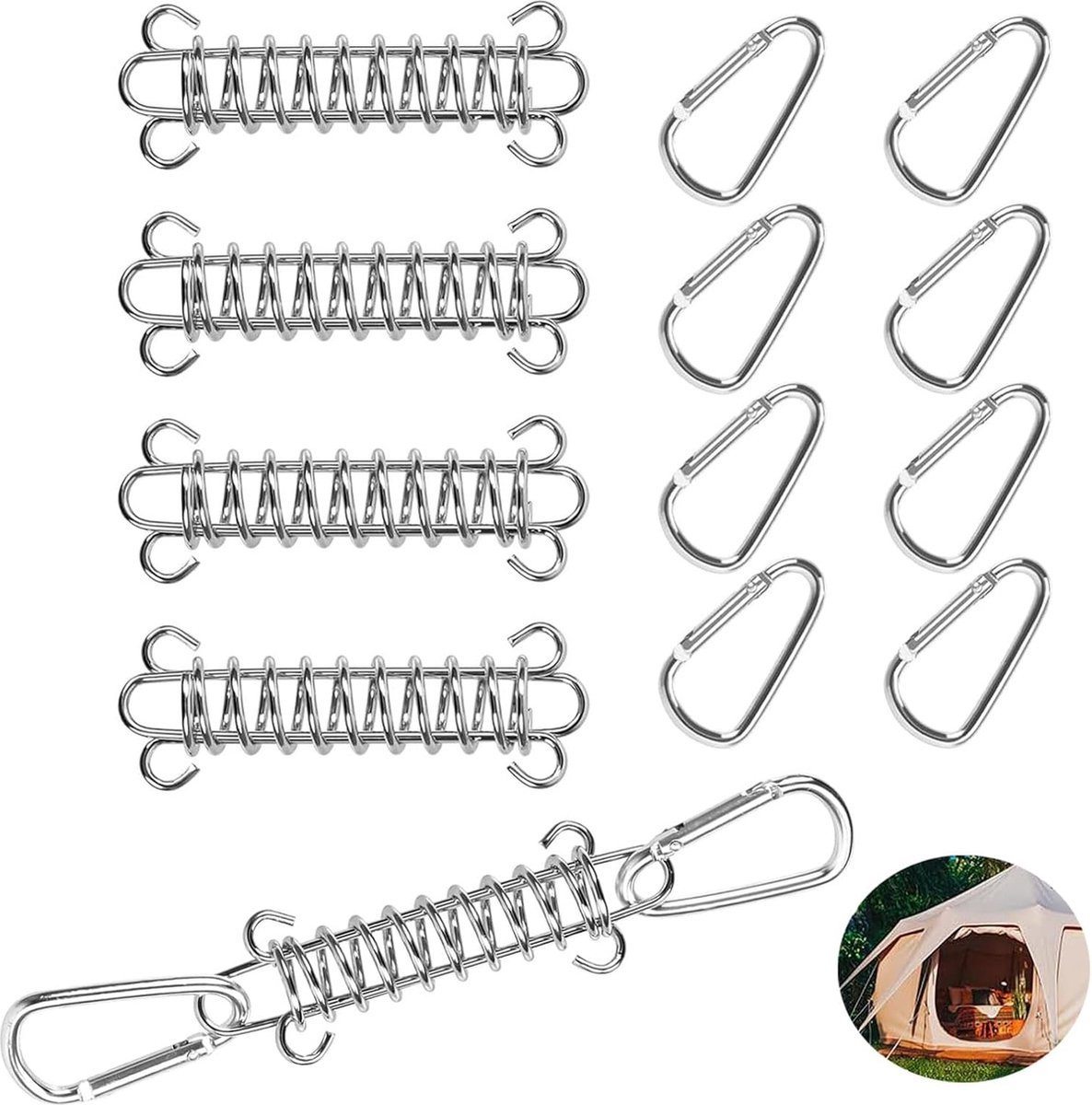4x Tent Tension Spring - Camping Tent - Tension Spring - Sun Sail - Awning Tension Springs - High-Strength Spring Buckle - Mounting Accessories for Camping Tents - Double Hook Tension Spring - Spring for Tents, Awnings, Boats, Caravans - Sturdy & Durable 1 4x Tent Tension Spring - Camping Tent - Tension Spring - Sun Sail - Awning Tension Springs - High-Strength Spring Buckle - Mounting Accessories for Camping Tents - Double Hook Tension Spring - Spring for Tents, Awnings, Boats, Caravans - Sturdy & Durable
