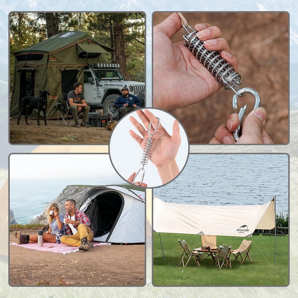 4x Tent Tension Spring - Camping Tent - Tension Spring - Sun Sail - Awning Tension Springs - High-Strength Spring Buckle - Mounting Accessories for Camping Tents - Double Hook Tension Spring - Spring for Tents, Awnings, Boats, Caravans - Sturdy & Durable 3 4x Tent Tension Spring - Camping Tent - Tension Spring - Sun Sail - Awning Tension Springs - High-Strength Spring Buckle - Mounting Accessories for Camping Tents - Double Hook Tension Spring - Spring for Tents, Awnings, Boats, Caravans - Sturdy & Durable - Image 3