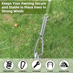 4x Tent Tension Spring - Camping Tent - Tension Spring - Sun Sail - Awning Tension Springs - High-Strength Spring Buckle - Mounting Accessories for Camping Tents - Double Hook Tension Spring - Spring for Tents, Awnings, Boats, Caravans - Sturdy & Durable 8 V1188 MS101 01931 1 202603231915 03