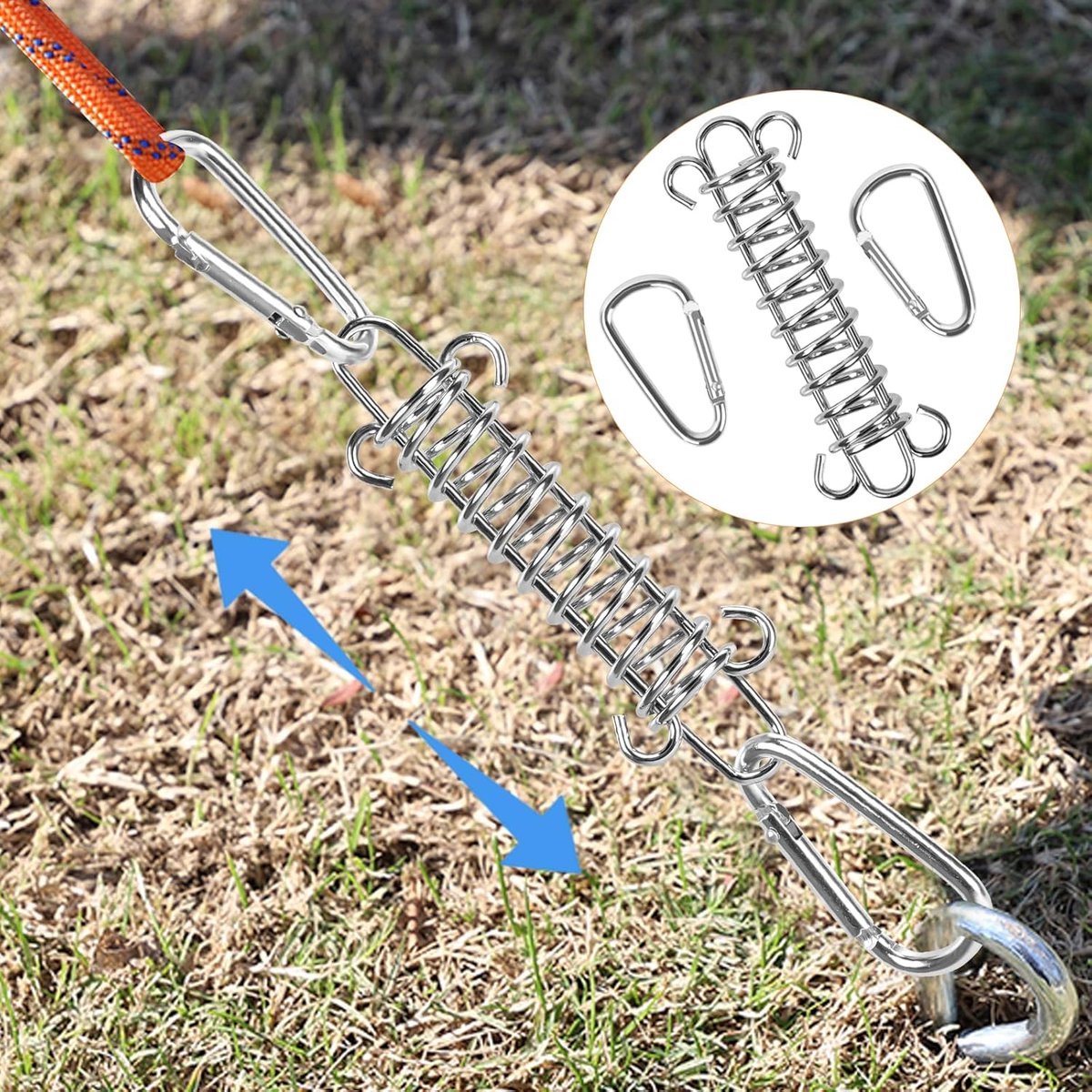 4x Tent Tension Spring - Camping Tent - Tension Spring - Sun Sail - Awning Tension Springs - High-Strength Spring Buckle - Mounting Accessories for Camping Tents - Double Hook Tension Spring - Spring for Tents, Awnings, Boats, Caravans - Sturdy & Durable 5 4x Tent Tension Spring - Camping Tent - Tension Spring - Sun Sail - Awning Tension Springs - High-Strength Spring Buckle - Mounting Accessories for Camping Tents - Double Hook Tension Spring - Spring for Tents, Awnings, Boats, Caravans - Sturdy & Durable - Image 5