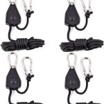 4 pieces - 2m - heavy duty rope hanger - hanger rope - adjustable - plant hanging rope - lamp hanging rope - tent canopy rope stopper buckle - tent guy lines - with pulley - outdoor accessories - for camping and hiking outdoors - black