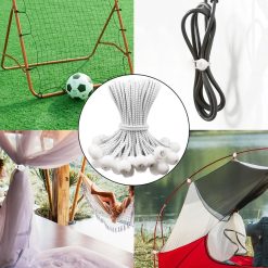 Alternative view of 50 pieces - 6 inch - Elastic rope - Elastic cord - Tensioning elastic - tension cord - ball bungee cords - with balls - reusable - for golf nets, soccer goals, camping, tent poles, hose - white rope black spot - 150*22 mm