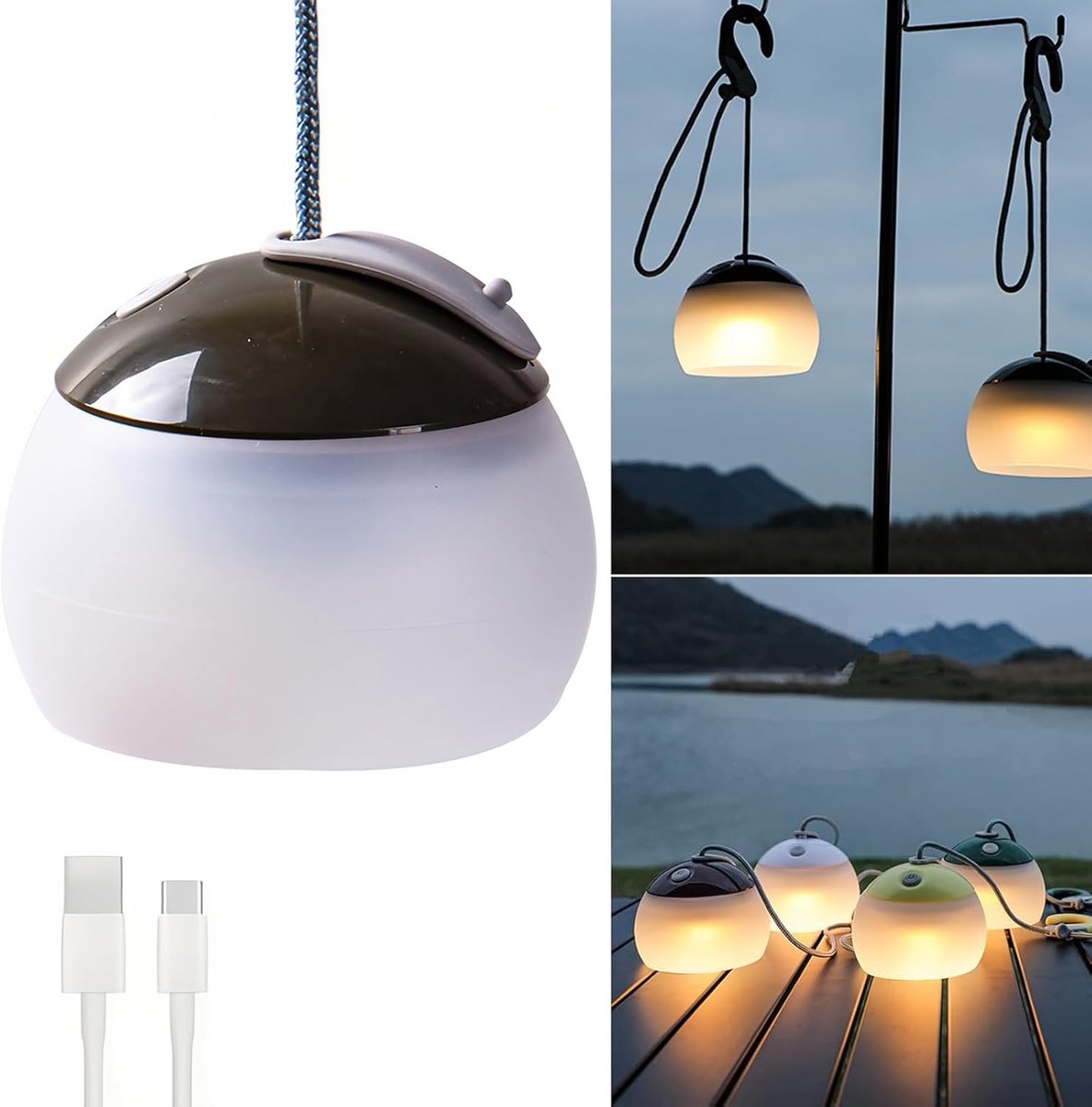 Night Light - Outdoor Camping Lamp - Atmospheric Decorative Lighting - Round Camping Lamp - 3 Brightness Levels - Hook Mount - Suitable for emergencies, tents, fishing, and other occasions. (Green) 1 Night Light - Outdoor Camping Lamp - Atmospheric Decorative Lighting - Round Camping Lamp - 3 Brightness Levels - Hook Mount - Suitable for emergencies, tents, fishing, and other occasions. (Green)