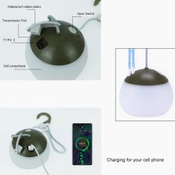 Alternative view of Night Light - Outdoor Camping Lamp - Atmospheric Decorative Lighting - Round Camping Lamp - 3 Brightness Levels - Hook Mount - Suitable for emergencies, tents, fishing, and other occasions. (Green)
