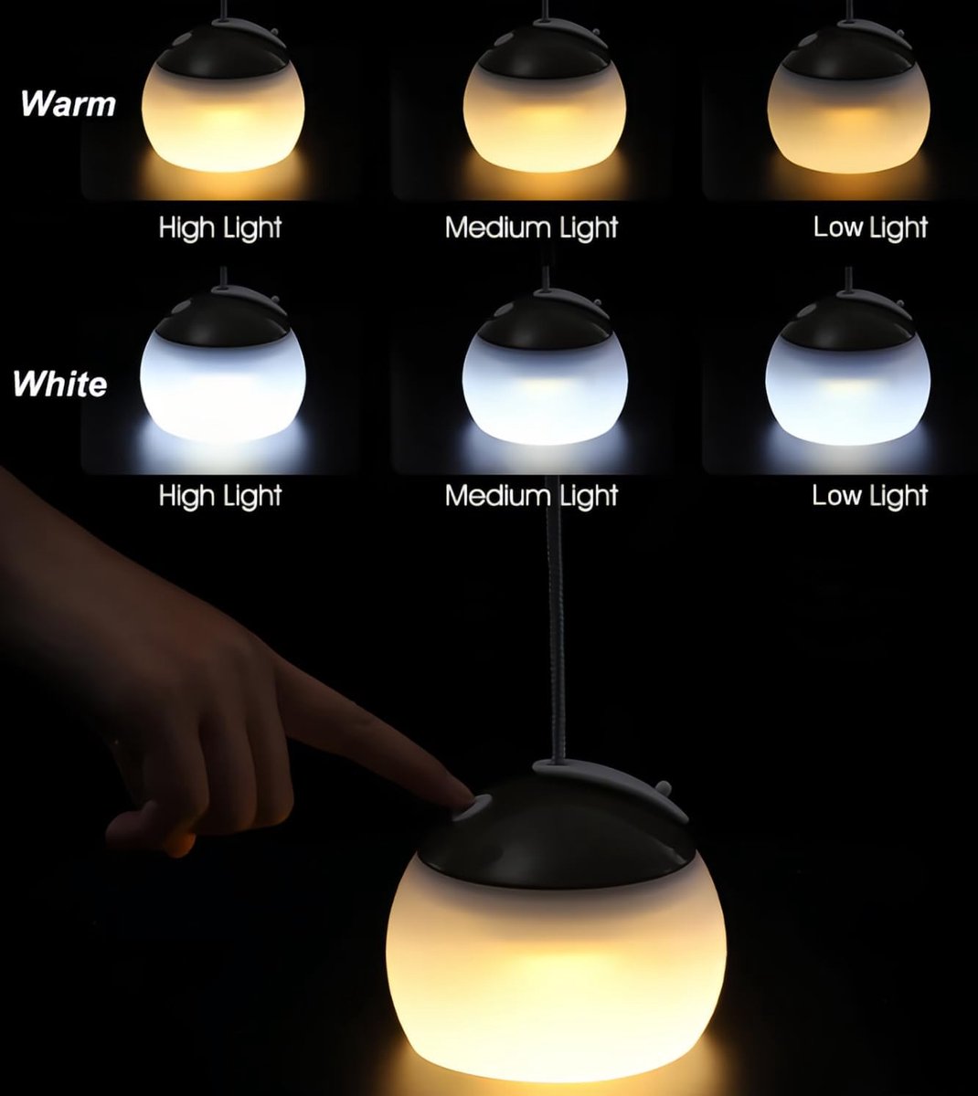 Night Light - Outdoor Camping Lamp - Atmospheric Decorative Lighting - Round Camping Lamp - 3 Brightness Levels - Hook Mount - Suitable for emergencies, tents, fishing, and other occasions. (Green) 4 Night Light - Outdoor Camping Lamp - Atmospheric Decorative Lighting - Round Camping Lamp - 3 Brightness Levels - Hook Mount - Suitable for emergencies, tents, fishing, and other occasions. (Green) - Image 4
