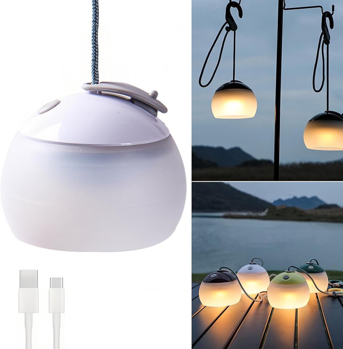 Night Light - Outdoor Camping Lamp - Atmospheric Decorative Lighting - Round Camping Lamp - 3 Brightness Levels - Hook Mount - Suitable for emergencies, tents, fishing, and other occasions. (White) 1 Night Light - Outdoor Camping Lamp - Atmospheric Decorative Lighting - Round Camping Lamp - 3 Brightness Levels - Hook Mount - Suitable for emergencies, tents, fishing, and other occasions. (White)