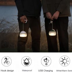 Night Light - Outdoor Camping Lamp - Atmospheric Decorative Lighting - Round Camping Lamp - 3 Brightness Levels - Hook Mount - Suitable for emergencies, tents, fishing, and other occasions. (White) 8 V1188 ZXY 11125 202601092136 03