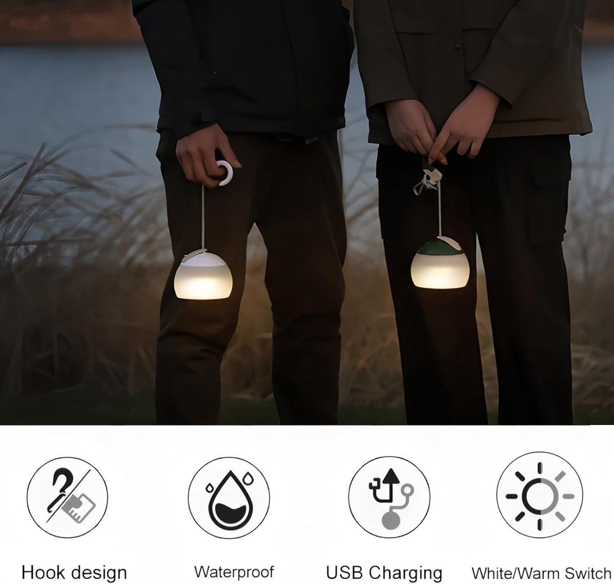 Night Light - Outdoor Camping Lamp - Atmospheric Decorative Lighting - Round Camping Lamp - 3 Brightness Levels - Hook Mount - Suitable for emergencies, tents, fishing, and other occasions. (White) 4 Night Light - Outdoor Camping Lamp - Atmospheric Decorative Lighting - Round Camping Lamp - 3 Brightness Levels - Hook Mount - Suitable for emergencies, tents, fishing, and other occasions. (White) - Image 4