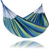 Hammocks Portable Camping Hammock Upgraded Comfortable Fabric Hammock with Two Anti Roll Balance Beam and Sturdy Tree Straps for Camping, Patio, （Blue Green，260*80cm）