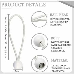 Alternative view of 50 elastic rubber straps with balls for marquees, tents, banners, tarpaulins