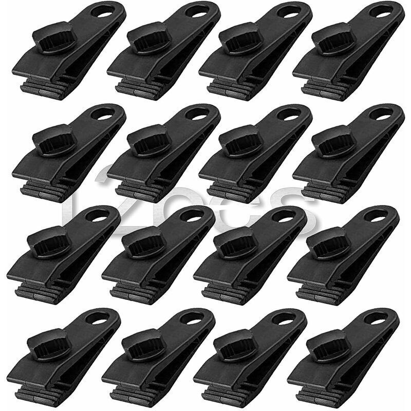 12 pcs Tent Clamps, Heavy Duty Tent Clamps Set Instant Awning Clamp for Tent Tarpaulin Caravan Garden Shelter, Black (12), by DEBUNS 1 12 pcs Tent Clamps, Heavy Duty Tent Clamps Set Instant Awning Clamp for Tent Tarpaulin Caravan Garden Shelter, Black (12), by DEBUNS