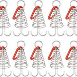 10 Pack Tent Pegs Aluminium Alloy Visgraat Shaped Windproof Octopus Tenthorns with Spring Clips Portable Rope Anchors for Camping Tents