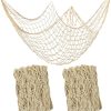 2 PCS Fish Net Decorations, 80 x 40 Inch, Ocean Themed Party Decor Beach, Nautical Wall Hanging Fishing Net for Coastal Bedroom, Bathroom, or Under The Sea Party Decorations