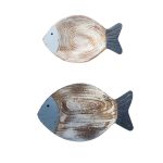 Wood Fish Hanging Ornament Wooden Fish Wall Art Decor for Beach Theme Fish Sculpture