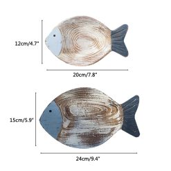 Alternative view of Wood Fish Hanging Ornament Wooden Fish Wall Art Decor for Beach Theme Fish Sculpture