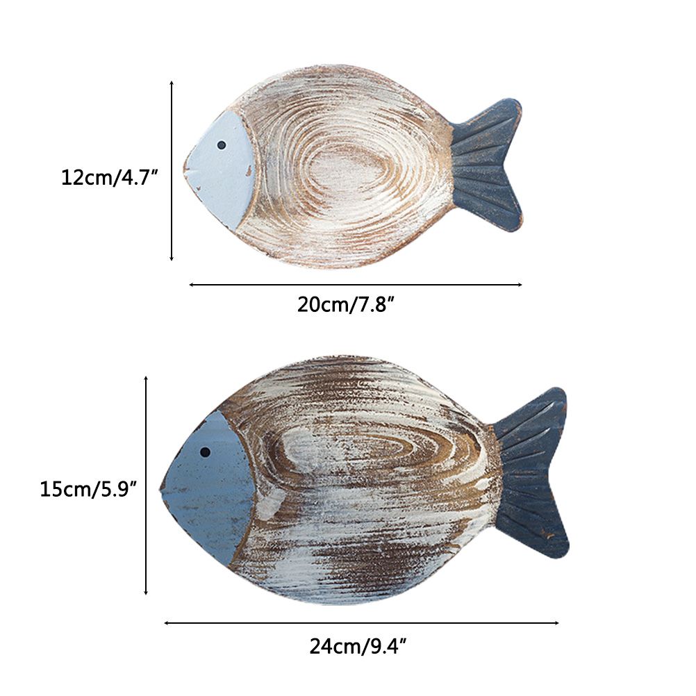 Wood Fish Hanging Ornament Wooden Fish Wall Art Decor for Beach Theme Fish Sculpture 2 Wood Fish Hanging Ornament Wooden Fish Wall Art Decor for Beach Theme Fish Sculpture - Image 2