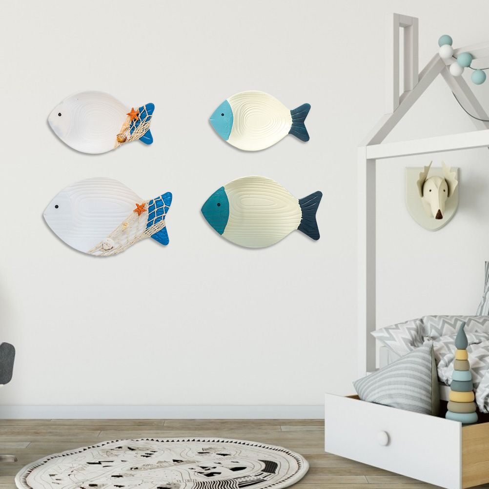 Wood Fish Hanging Ornament Wooden Fish Wall Art Decor for Beach Theme Fish Sculpture 3 Wood Fish Hanging Ornament Wooden Fish Wall Art Decor for Beach Theme Fish Sculpture - Image 3