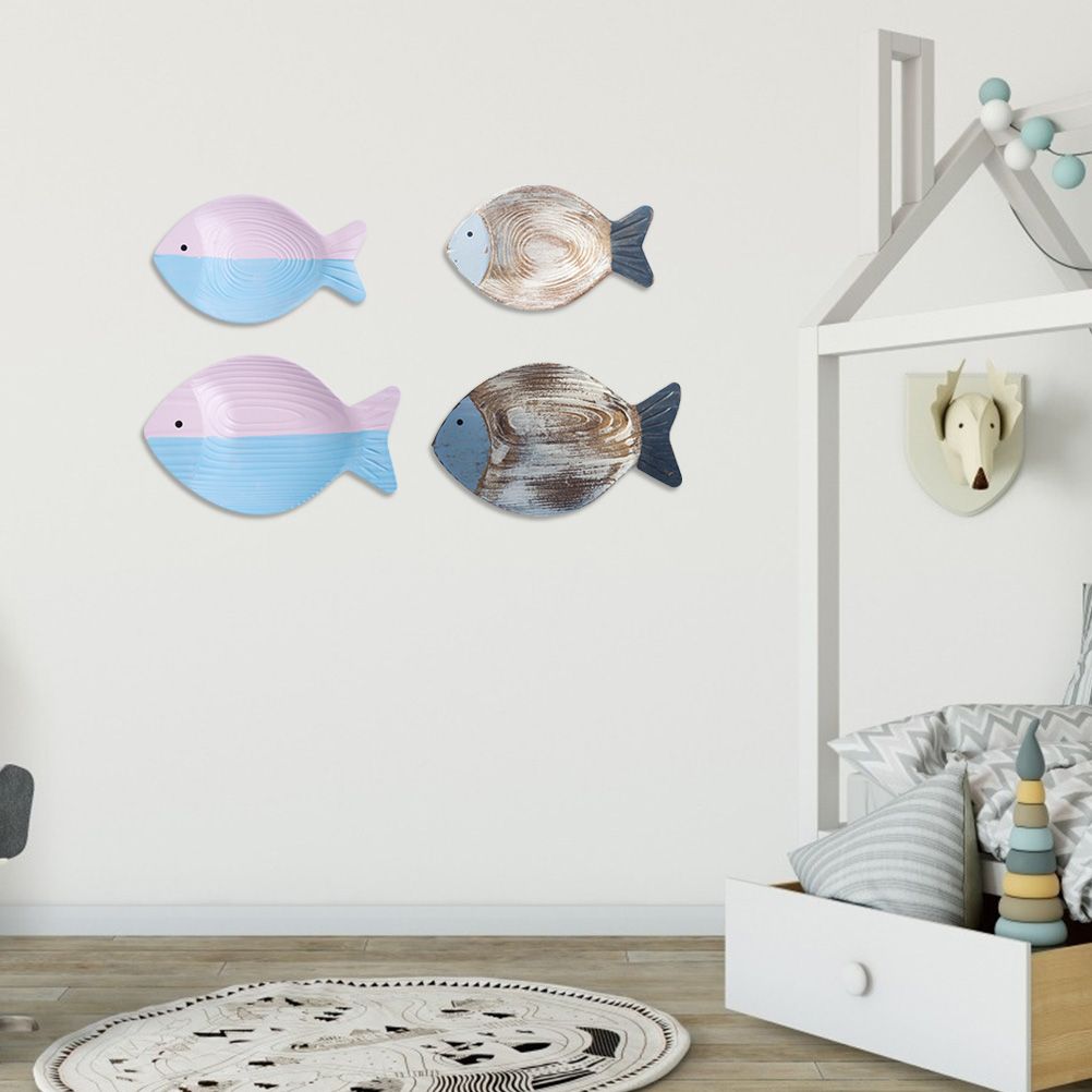 Wood Fish Hanging Ornament Wooden Fish Wall Art Decor for Beach Theme Fish Sculpture 6 Wood Fish Hanging Ornament Wooden Fish Wall Art Decor for Beach Theme Fish Sculpture - Image 6