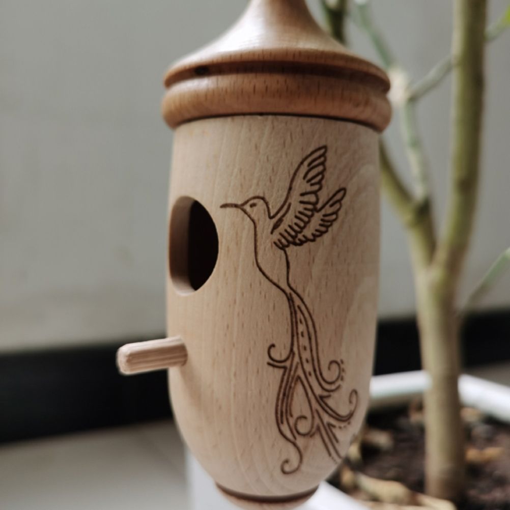 Hummingbird House Wooden Hummingbird Nest for Outside Hanging Garden Bird Feeder 3 Hummingbird House Wooden Hummingbird Nest for Outside Hanging Garden Bird Feeder - Image 3