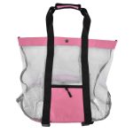 Beach Bags Mesh Cotton Oversized Storage Tote Bags for Beach Picnic Barbecue Camping Pink