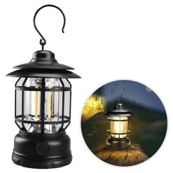 Alternative view of Retro Tent Camping Light Portable Rechargeable Night Lamp Black