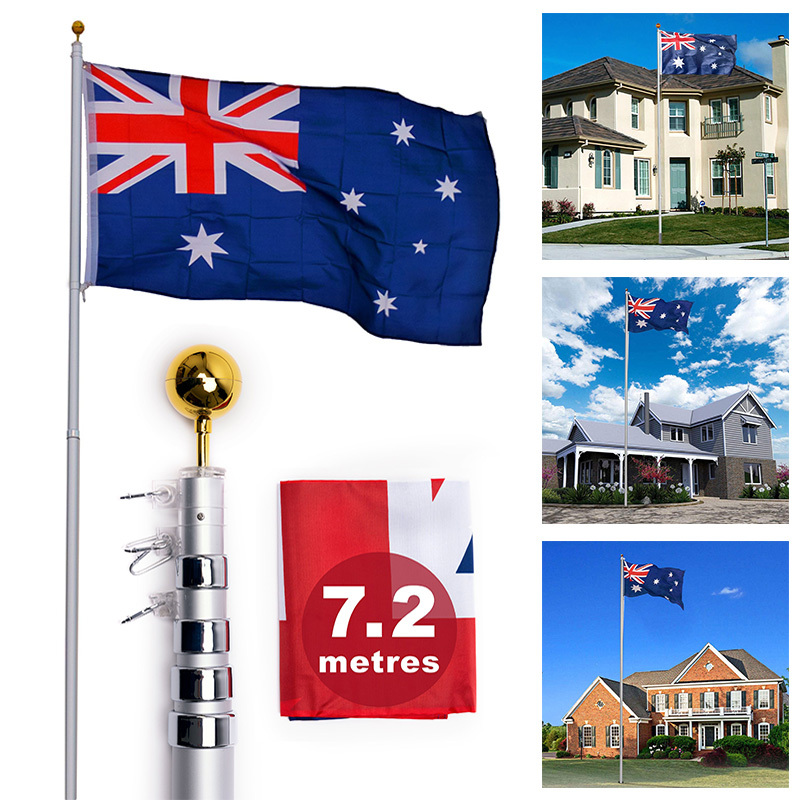 Rustproof Aluminum Flag Pole with 7.2m, Heavy-Duty Telescoping Pole for Outdoors, Gardens, Roof Walls, Durable Pole Set 1 Rustproof Aluminum Flag Pole with 7.2m, Heavy-Duty Telescoping Pole for Outdoors, Gardens, Roof Walls, Durable Pole Set