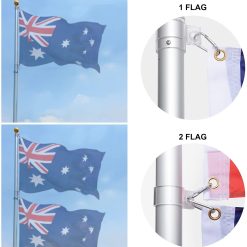 Rustproof Aluminum Flag Pole with 7.2m, Heavy-Duty Telescoping Pole for Outdoors, Gardens, Roof Walls, Durable Pole Set 16 V284 AUS 1 3 945 02
