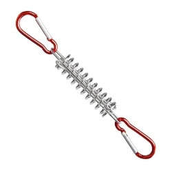1-15PCS Outdoor Camping Tent Spring Wind Rope Buckle Fix Hook Buckles Silver Red - 5pair