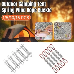 Alternative view of 1-15PCS Outdoor Camping Tent Spring Wind Rope Buckle Fix Hook Buckles Silver Red - 5pcs