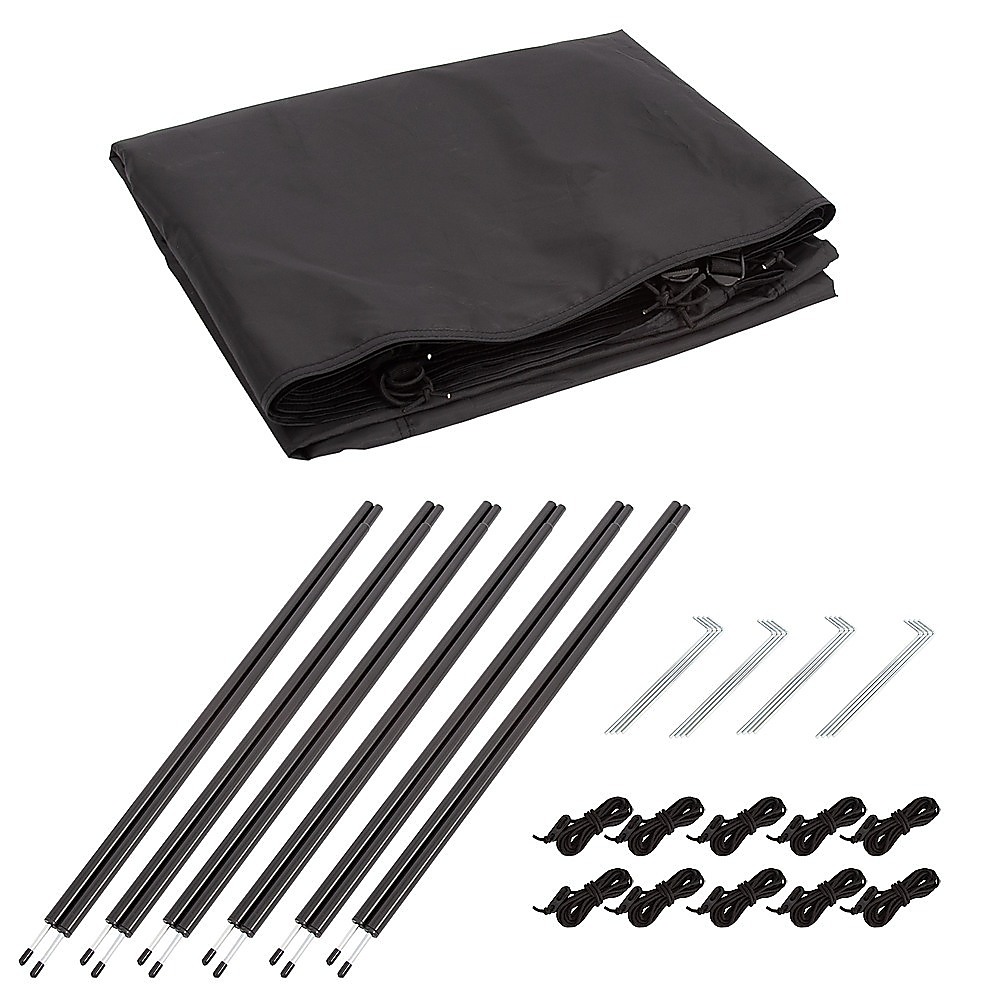 Camping Windbreak with Clear Windows & Carry Bag 725x140cm Black Outdoor Privacy Shelter 8 Camping Windbreak with Clear Windows & Carry Bag 725x140cm Black Outdoor Privacy Shelter - Image 8