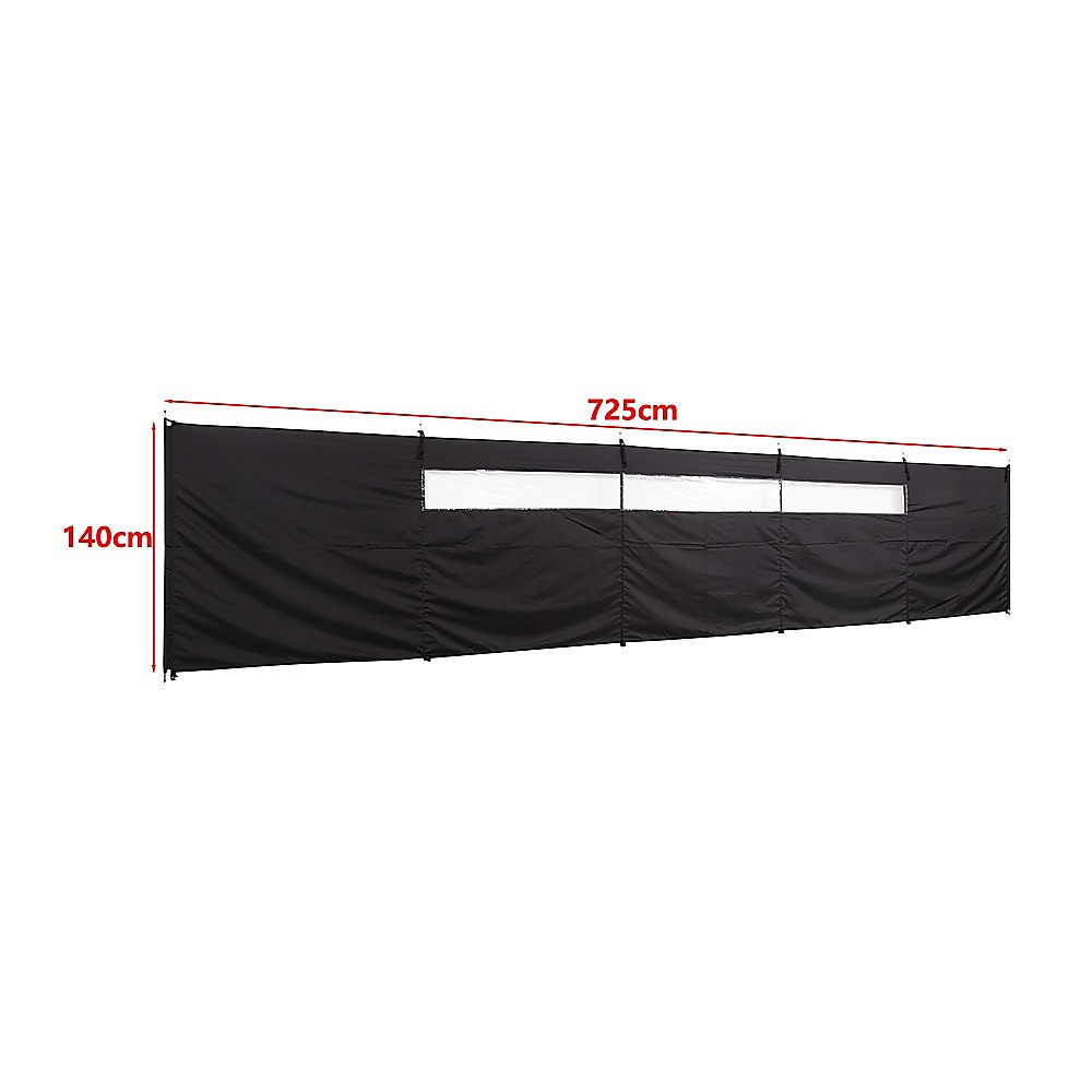 Camping Windbreak with Clear Windows & Carry Bag 725x140cm Black Outdoor Privacy Shelter 9 Camping Windbreak with Clear Windows & Carry Bag 725x140cm Black Outdoor Privacy Shelter - Image 9