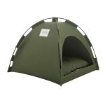 Green Premium Portable Pet Tent Bed with Cooling Mat - Breathable Foldable Outdoor Indoor Cat Dog House Shelter for Summer(Size: M)