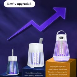 Alternative view of 2-in-1 Rechargeable Mosquito Zapper & Camping Lantern - 2000V Electric Insect Killer with Smart Digital Display - 2000mAh Battery Portable Bug Trap for Outdoor Tent Patio & Home - IPX5 Waterproof - White