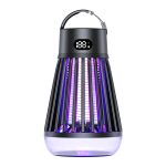 2-in-1 Rechargeable Mosquito Zapper & Camping Lantern - 2000V Electric Insect Killer with Smart Digital Display - 2000mAh Battery Portable Bug Trap for Outdoor Tent Patio & Home - IPX5 Waterproof - Black