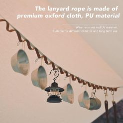 Alternative view of Khaki 5.3M Heavy Duty PU Leather Camping Lanyard with 19 Carabiners  - Portable Outdoor Clothesline for Tents & Canopies