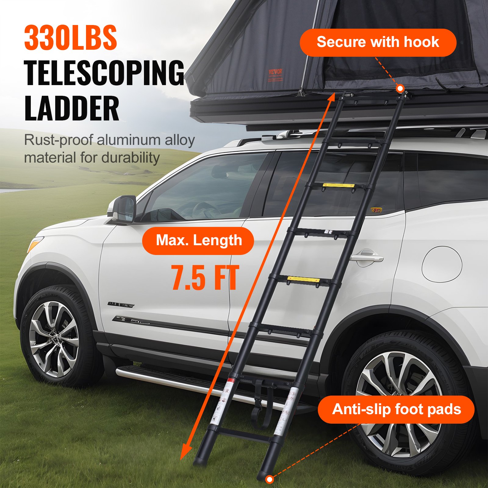 Rooftop Tent Hard Shell 2-3 Person Waterproof for Jeep SUV Truck w/ Ladder 5 Rooftop Tent Hard Shell 2-3 Person Waterproof for Jeep SUV Truck w/ Ladder - Image 5