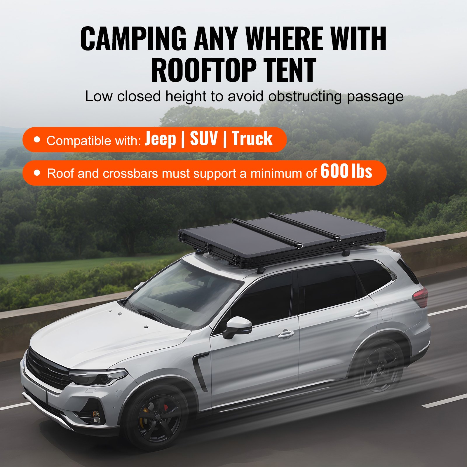 Rooftop Tent Hard Shell 2-3 Person Waterproof for Jeep SUV Truck w/ Ladder 6 Rooftop Tent Hard Shell 2-3 Person Waterproof for Jeep SUV Truck w/ Ladder - Image 6