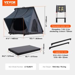 Rooftop Tent Hard Shell 2-3 Person Waterproof for Jeep SUV Truck w/ Ladder 17 V952 CDZPSJKSJKJBEH00WV9 202508011310 06