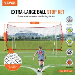 Alternative view of Barricade Backstop Net, 20x10 ft Ball Sports Barrier Netting, Portable Practice Equipment with Carry Bag, Protection Screen for Baseball Softball Lacrosse Soccer Hockey Training, for Backyard