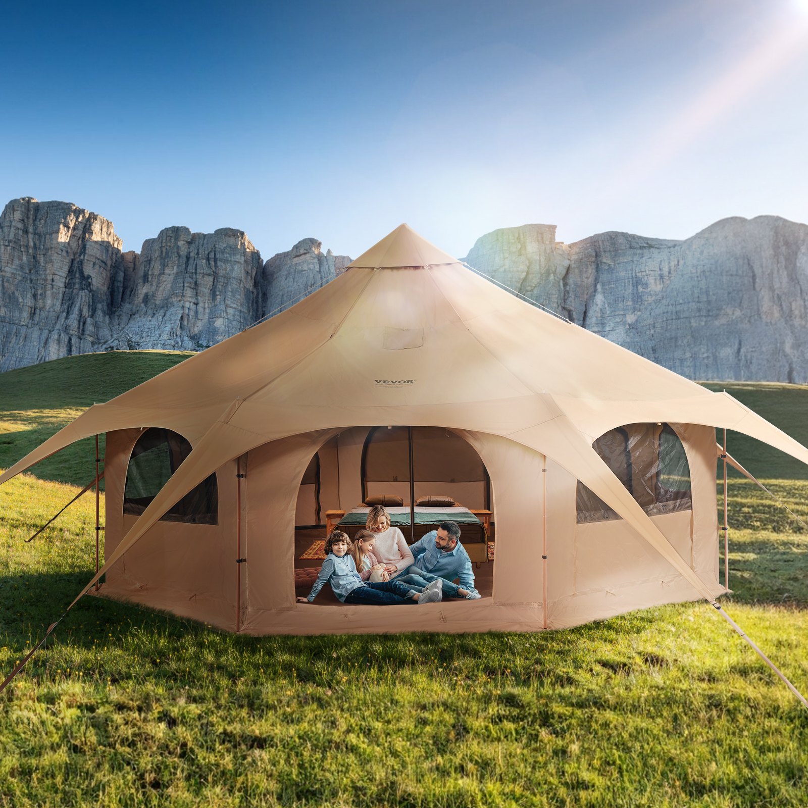 Canvas Tent 4 Seasons 5 m/16.4 ft Bell Tent for Camping with Stove Jack 1 Canvas Tent 4 Seasons 5 m/16.4 ft Bell Tent for Camping with Stove Jack