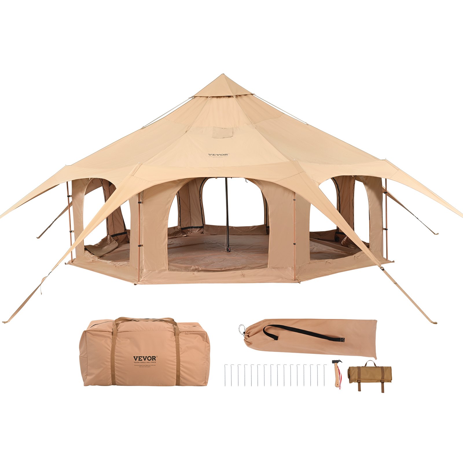 Canvas Tent 4 Seasons 5 m/16.4 ft Bell Tent for Camping with Stove Jack 9 Canvas Tent 4 Seasons 5 m/16.4 ft Bell Tent for Camping with Stove Jack - Image 9
