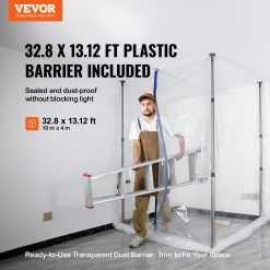 Alternative view of Dust Barrier Poles, 10 Ft Barrier Poles, Dust Barrier System with 4 Telescoping Poles, Magnetic Zipper, Carry Bag and 32.8x13.12 Ft Plastic Film, for Interior Decoration, Painting